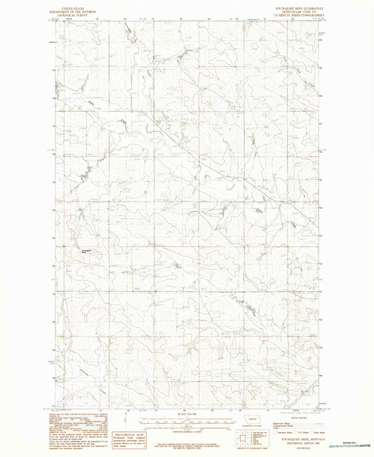 Classic USGS Youngquist Mine Montana 7.5'x7.5' Topo Map Image