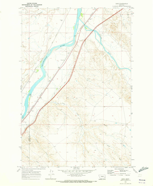 Classic USGS Zero Montana 7.5'x7.5' Topo Map Image