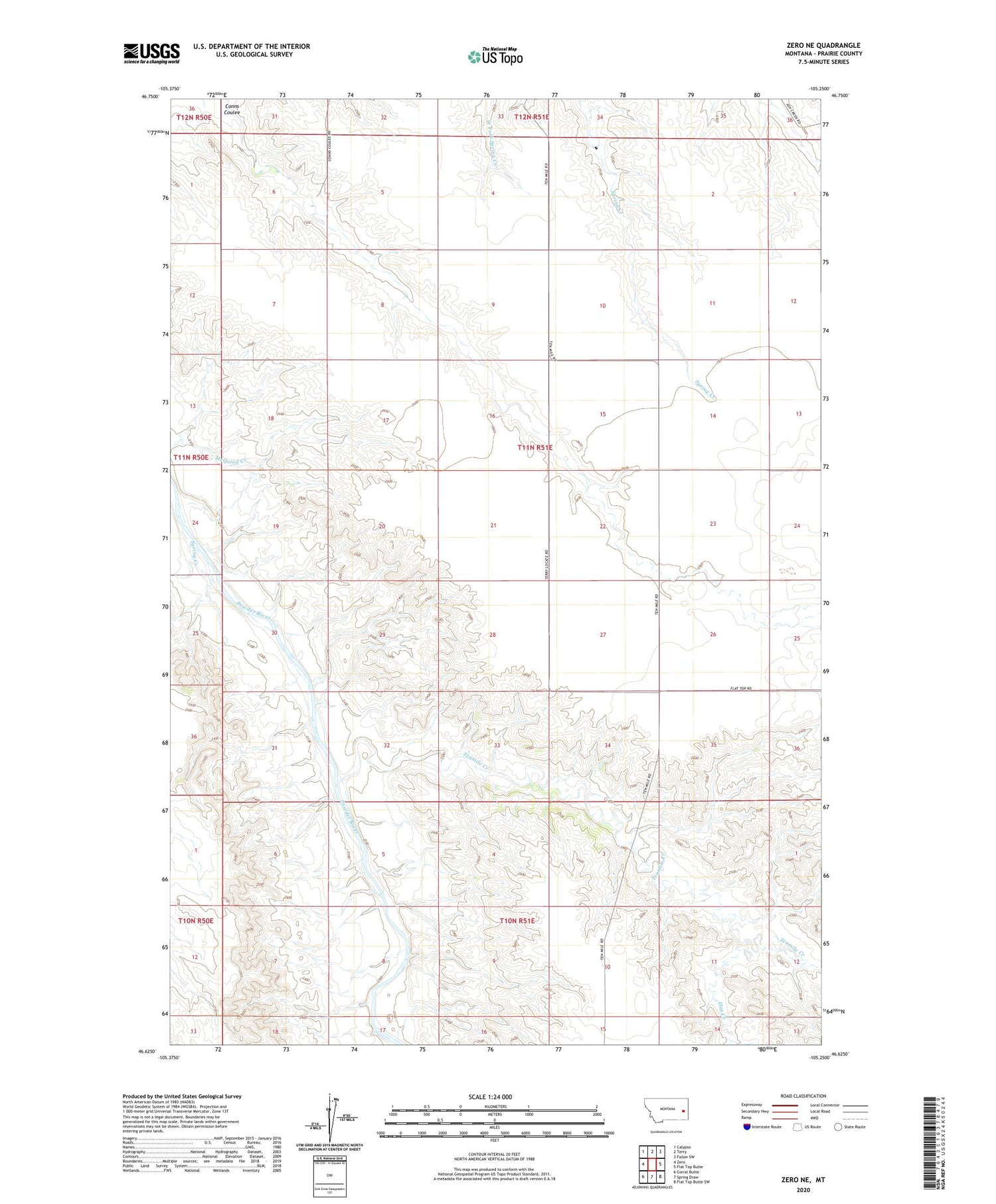 Zero NE Montana US Topo Map Image