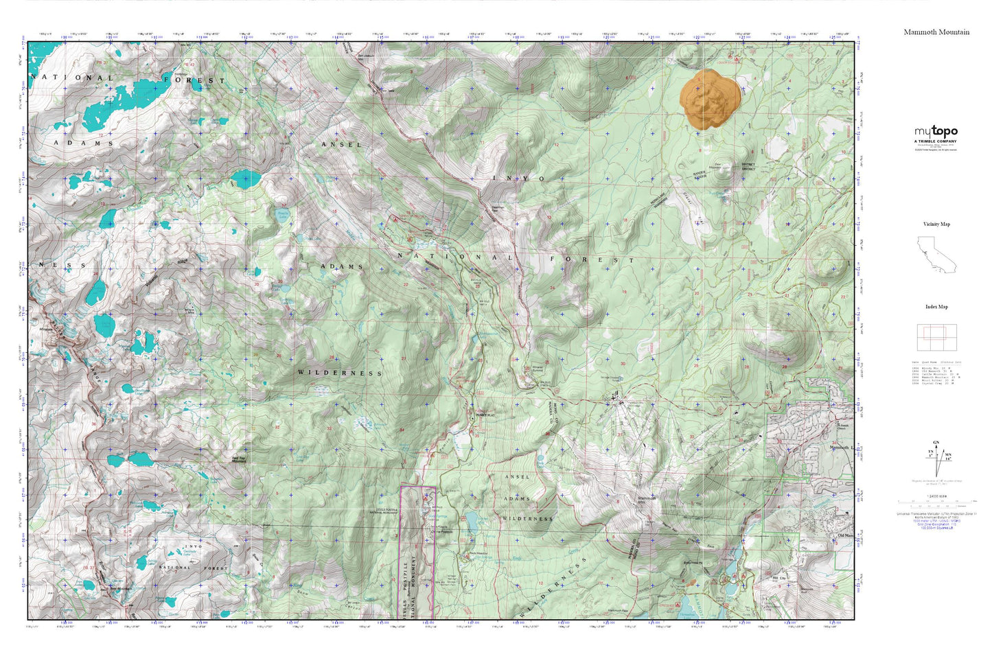 Mammoth Mountain MyTopo Explorer Series Map Image