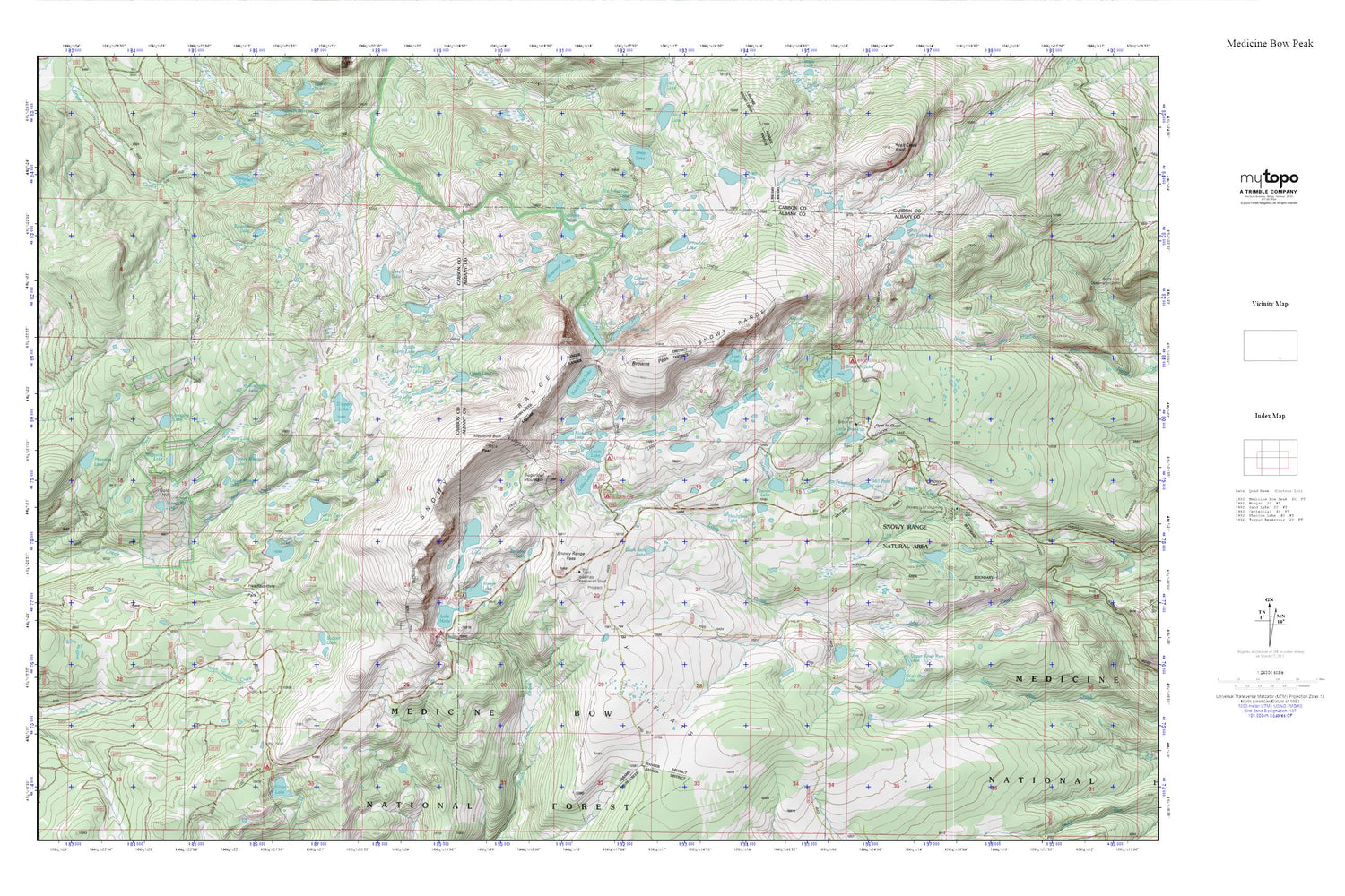 Medicine Bow Peak MyTopo Explorer Series Map Image