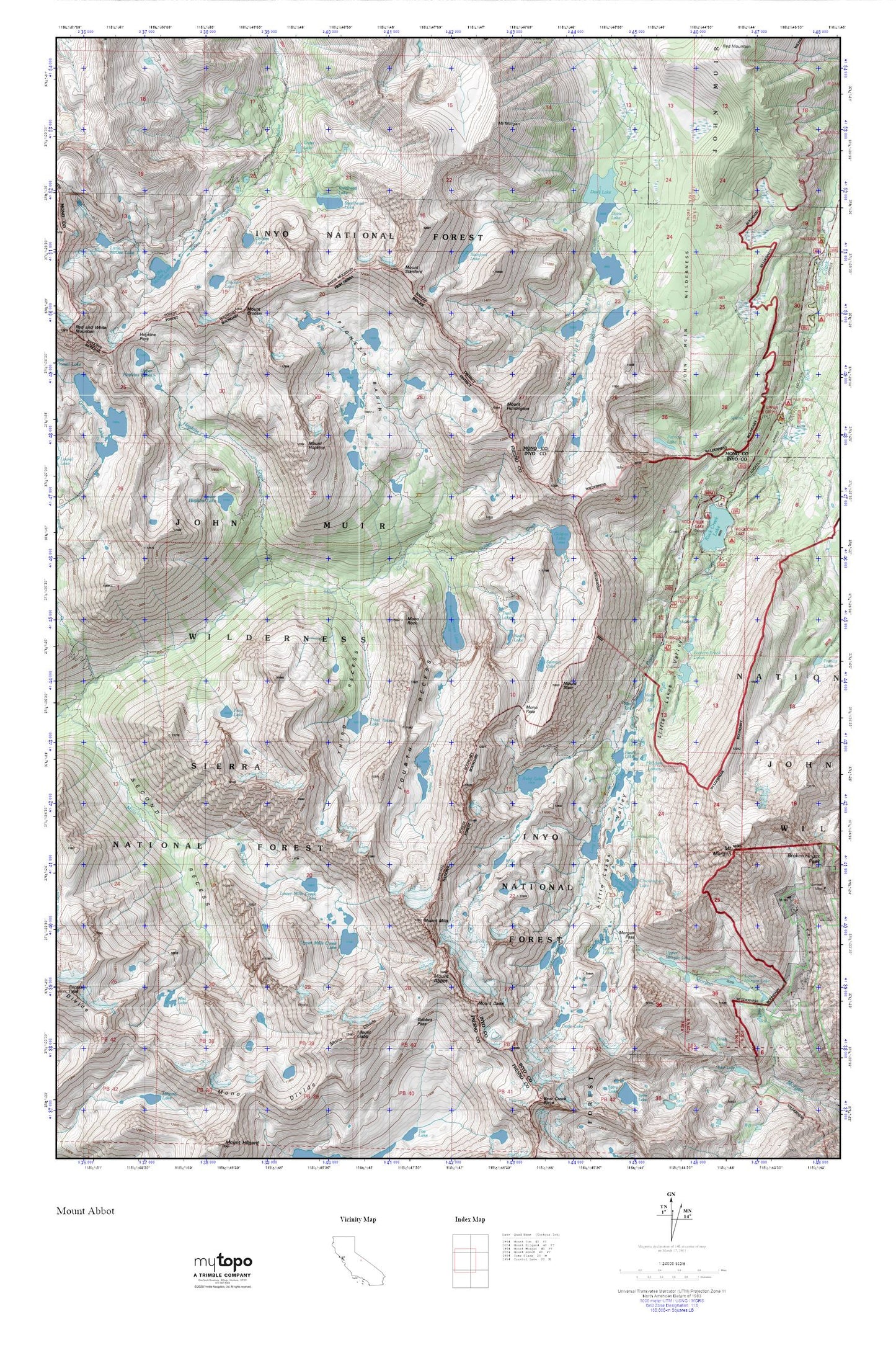 Mount Abbot MyTopo Explorer Series Map Image