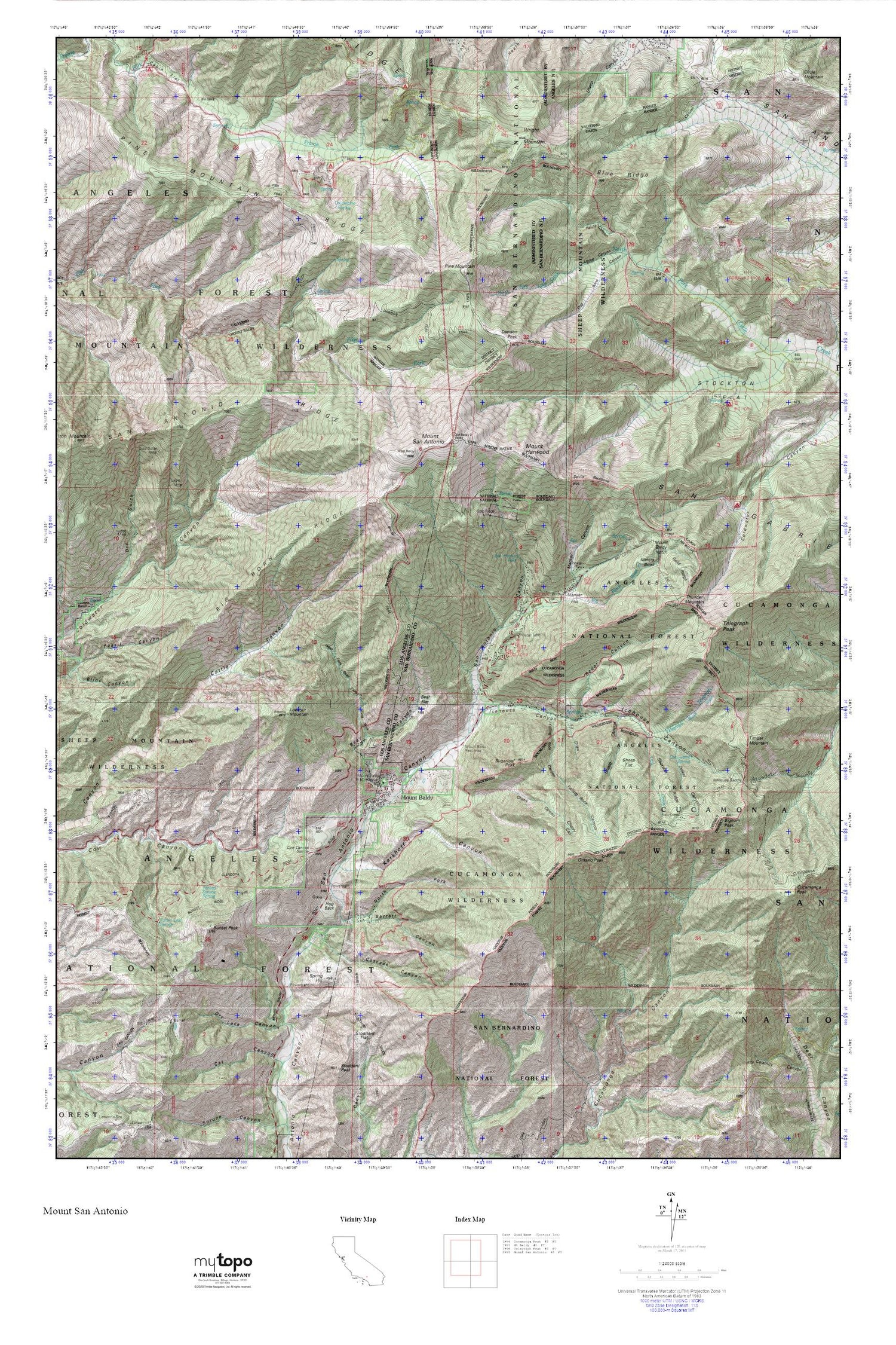 Mount Baldy MyTopo Explorer Series Map Image