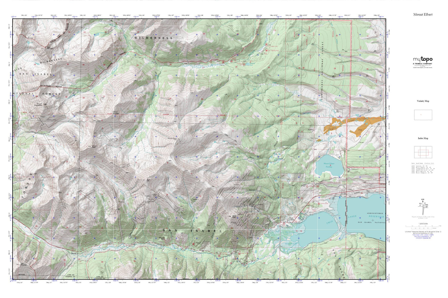 Mount Elbert MyTopo Explorer Series Map Image