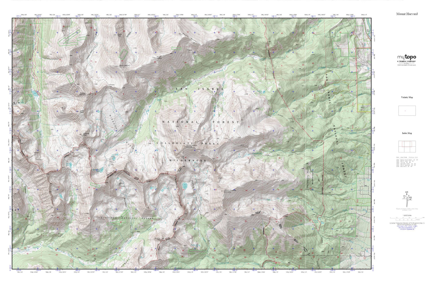 Mount Harvard MyTopo Explorer Series Map Image