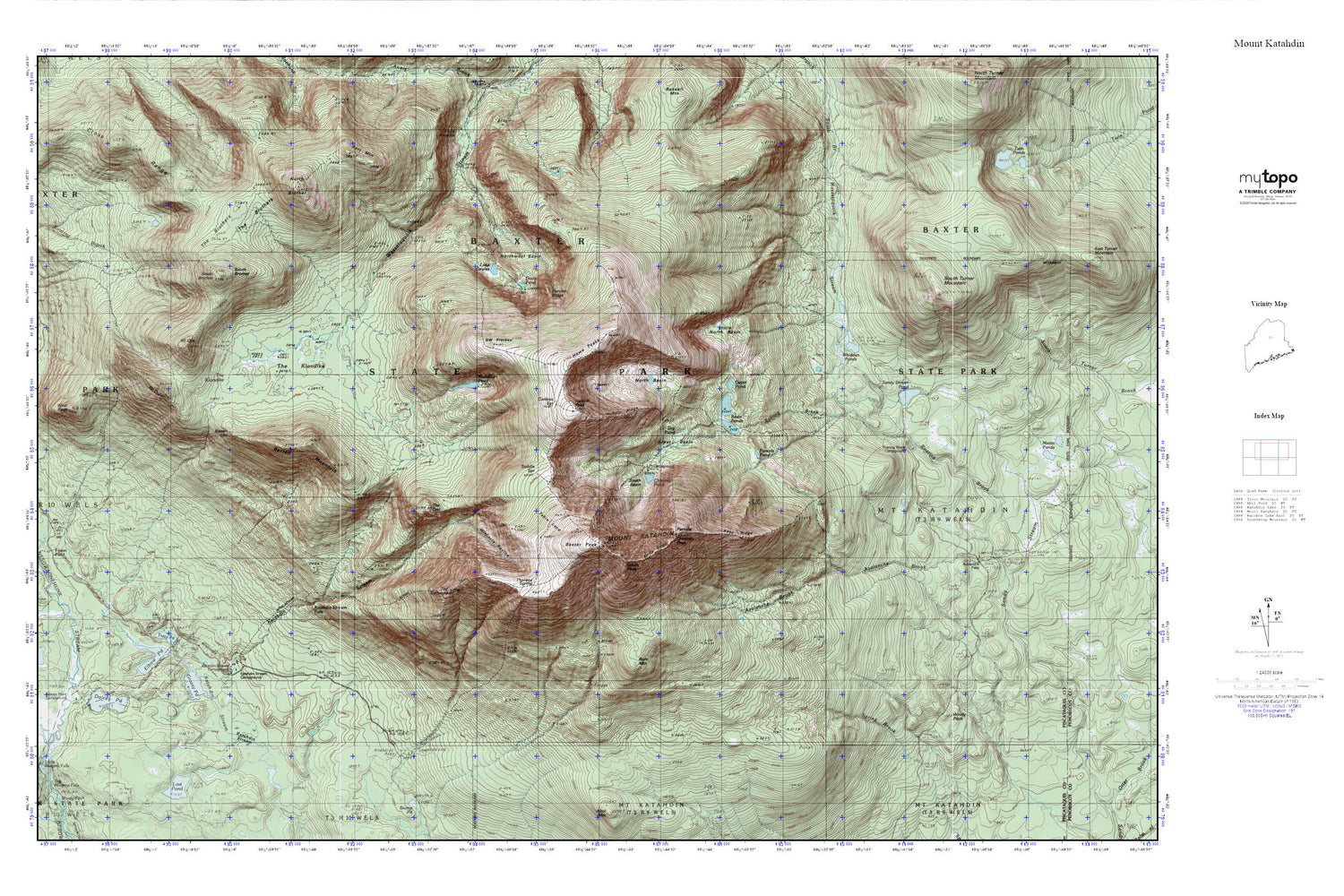 Mount Katahdin MyTopo Explorer Series Map Image