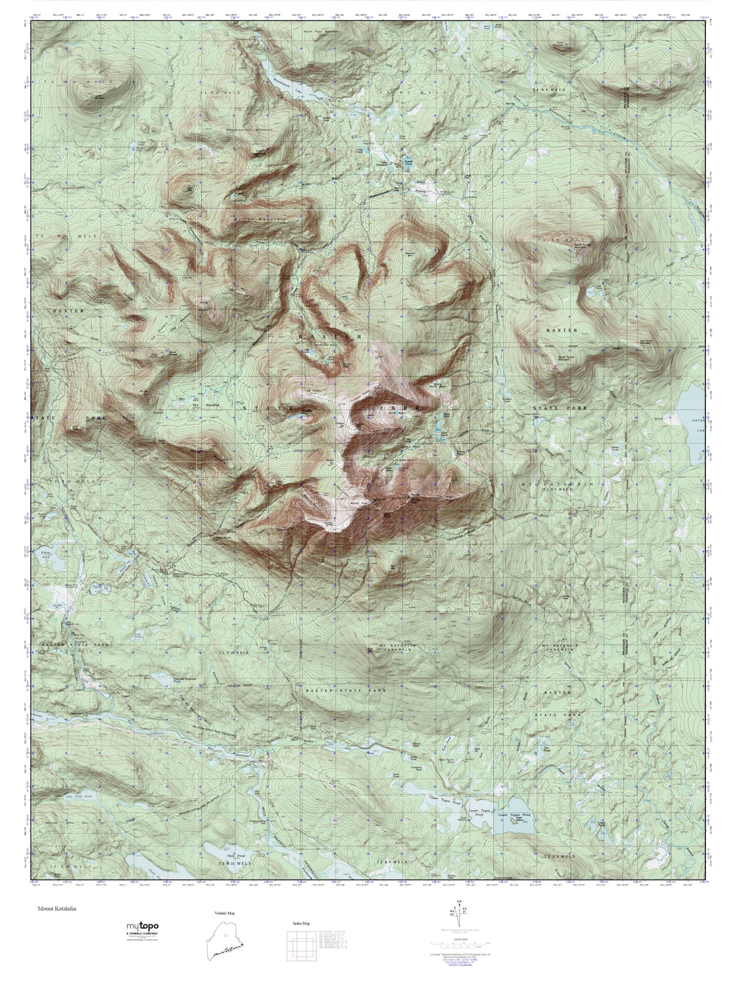 Mount Katahdin MyTopo Explorer Series Map Image