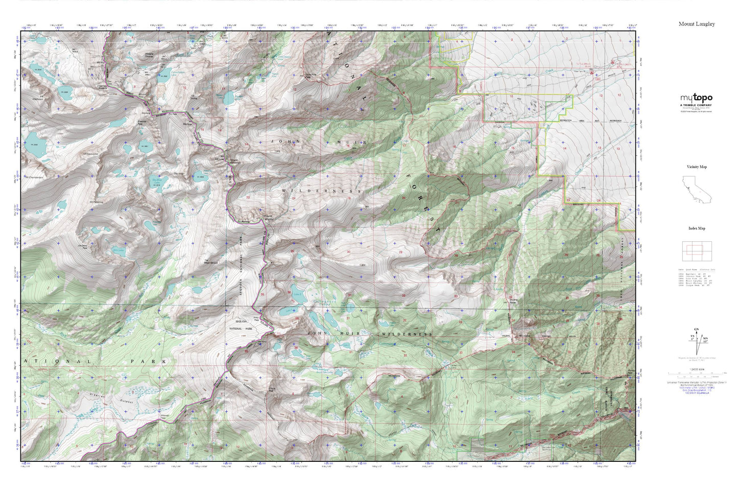 Mount Langley MyTopo Explorer Series Map Image