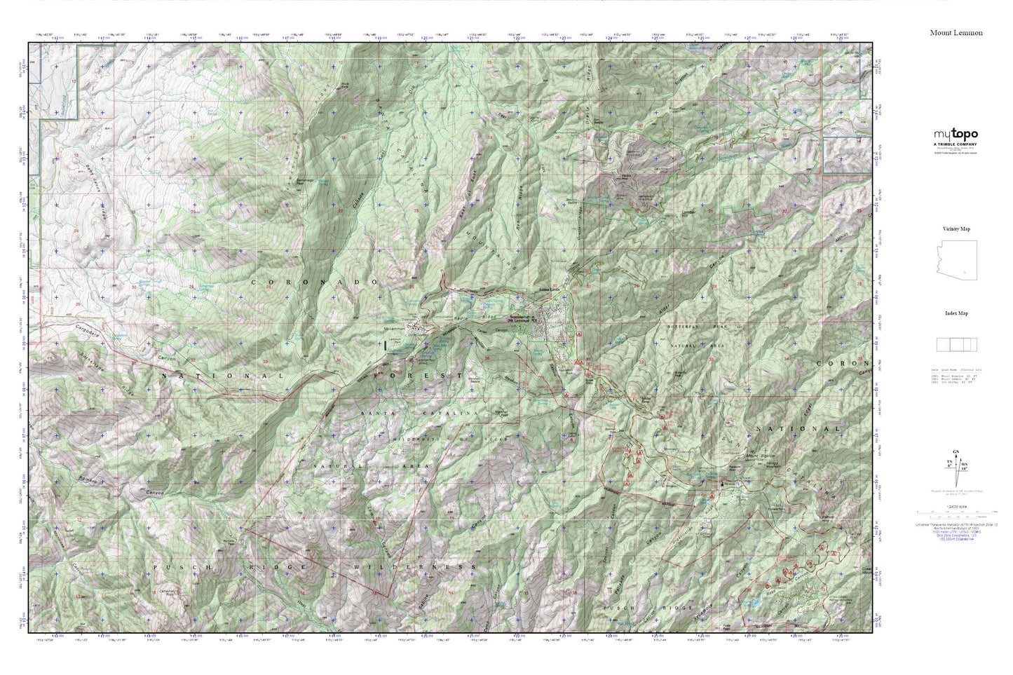 Mount Lemmon MyTopo Explorer Series Map Image
