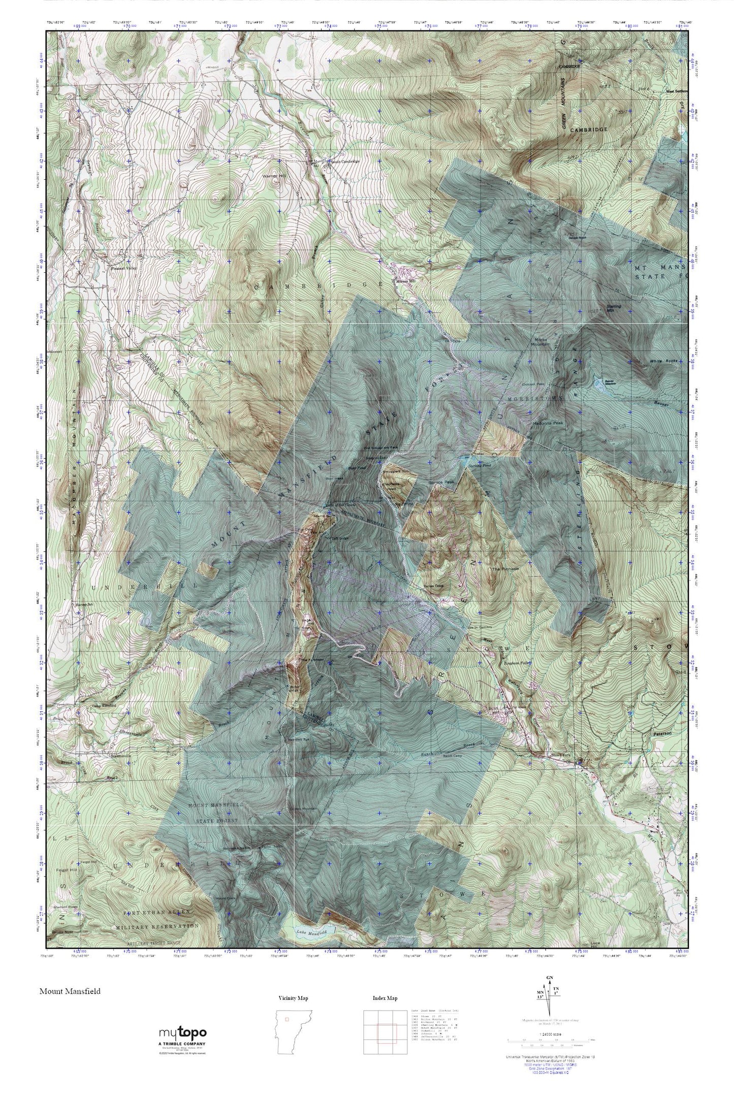 Mount Mansfield MyTopo Explorer Series Map Image