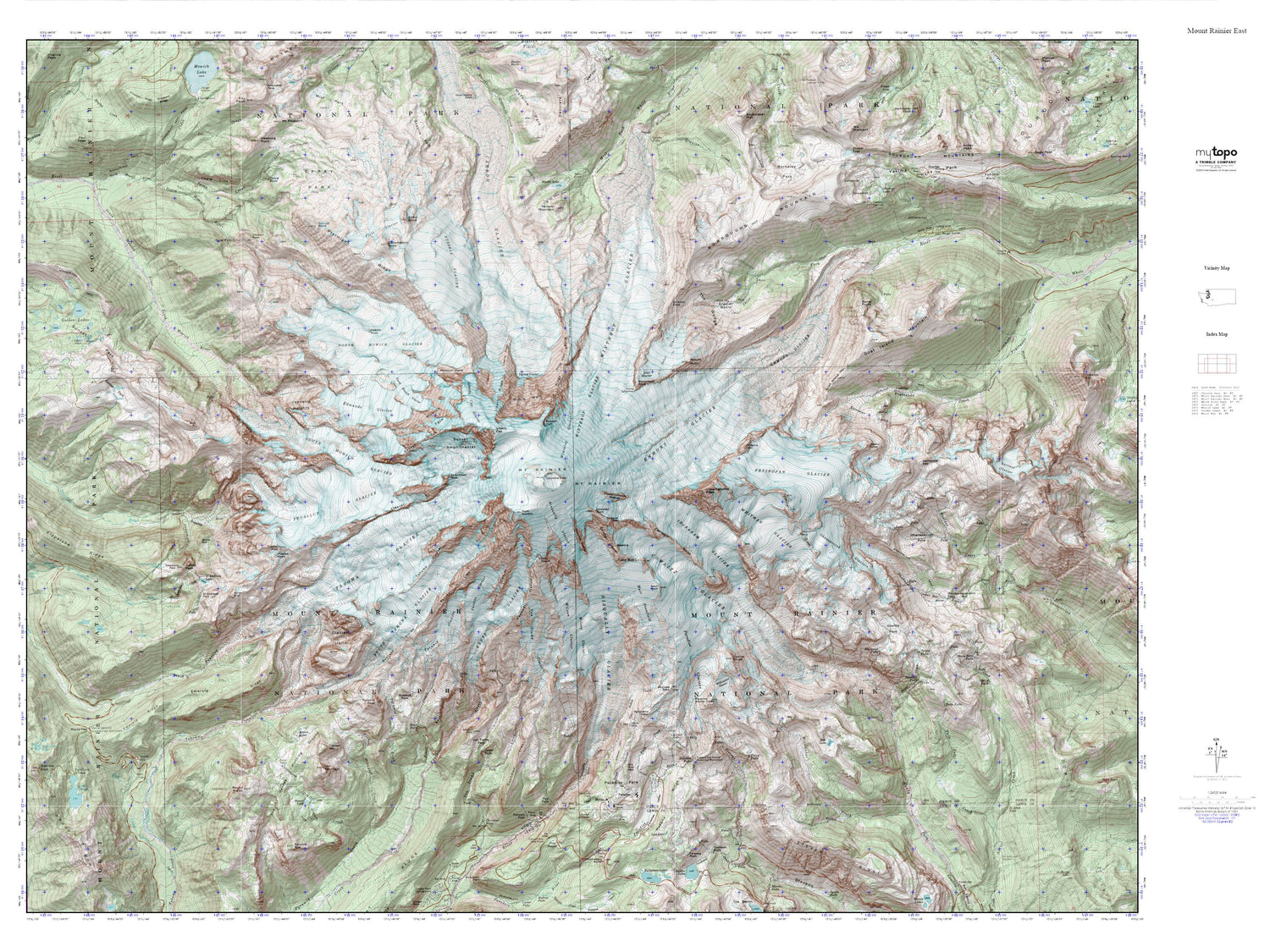 Mount Rainier East MyTopo Explorer Series Map Image