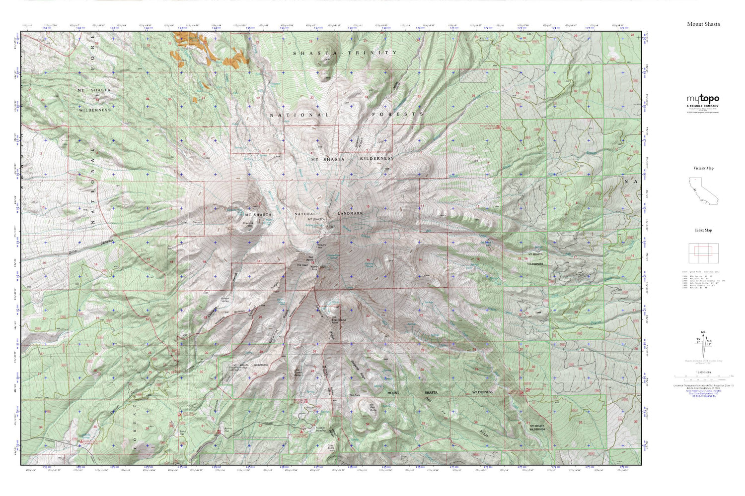 Mount Shasta MyTopo Explorer Series Map Image