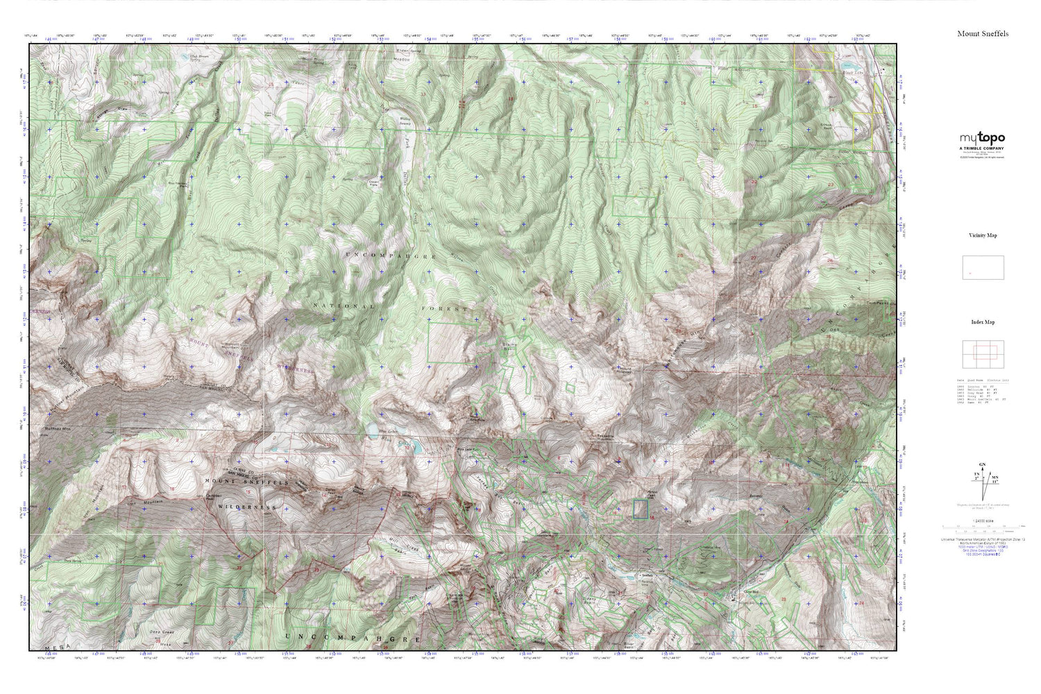Mount Sneffels MyTopo Explorer Series Map Image
