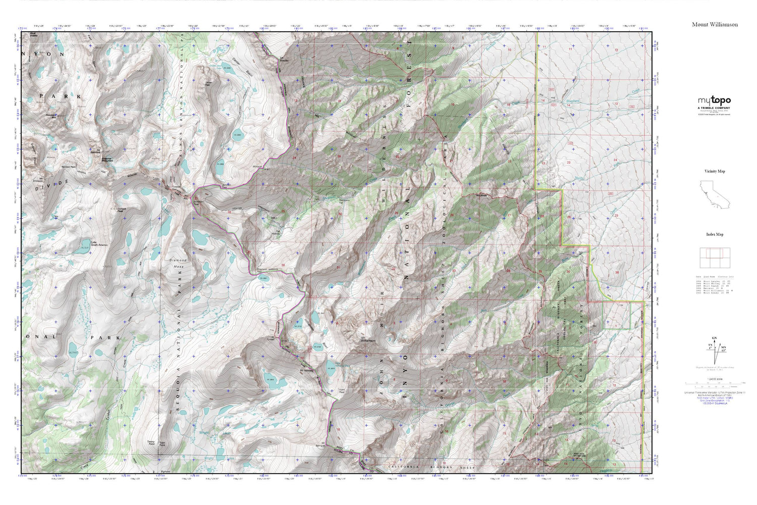 Mount Williamson MyTopo Explorer Series Map Image