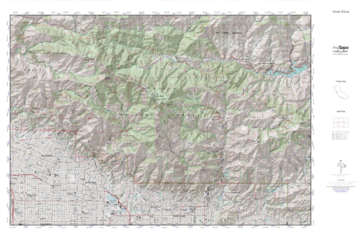 Mount Wilson MyTopo Explorer Series Map Image