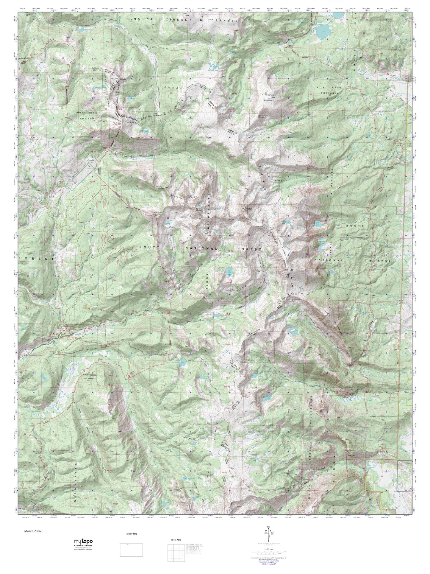 Mount Zirkel MyTopo Explorer Series Map Image