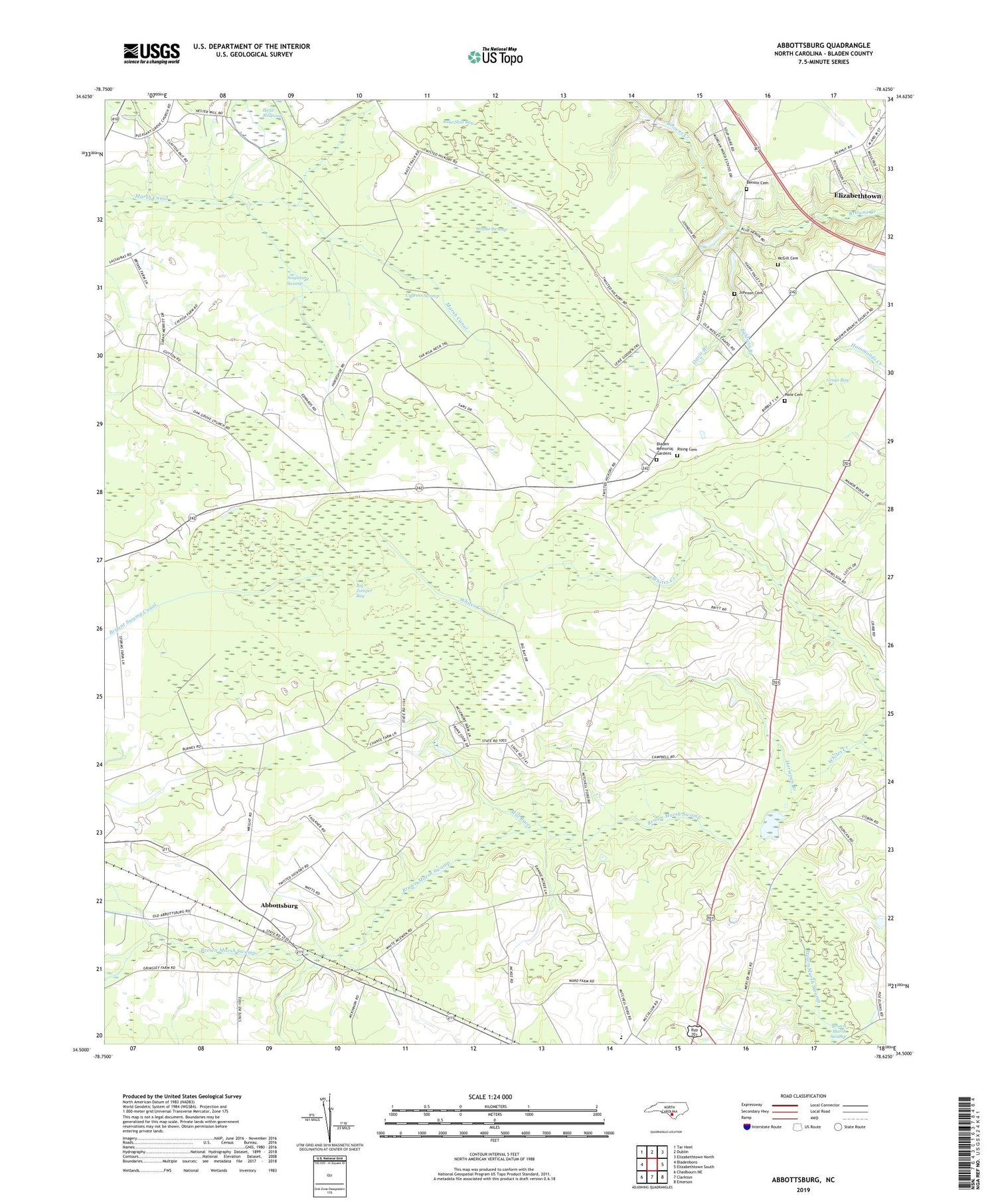 Abbottsburg North Carolina US Topo Map Image