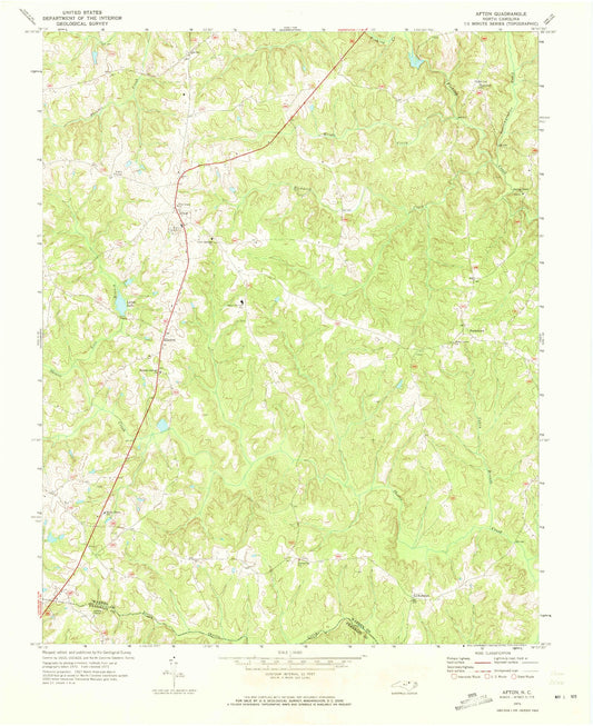 Classic USGS Afton North Carolina 7.5'x7.5' Topo Map Image