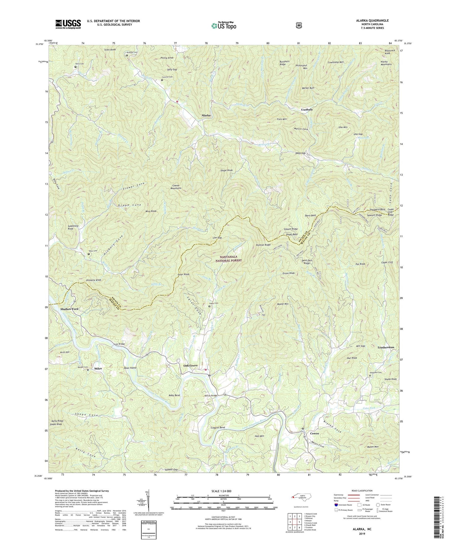 Alarka North Carolina US Topo Map Image