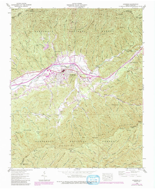 Classic USGS Andrews North Carolina 7.5'x7.5' Topo Map Image