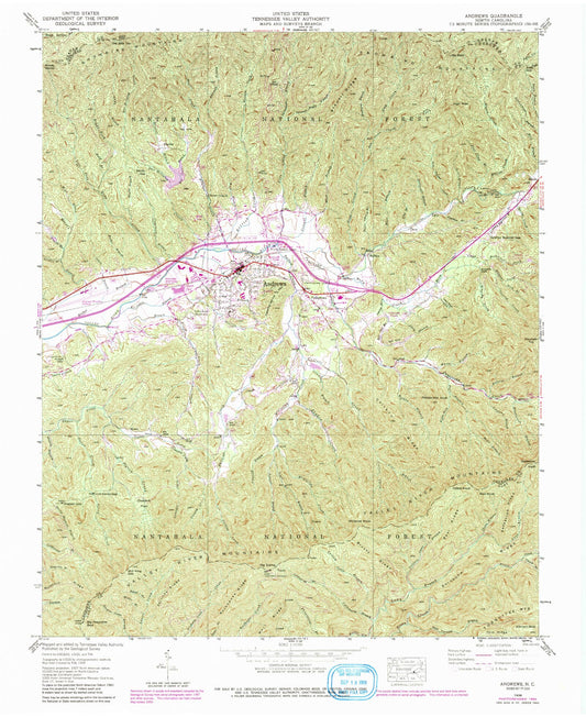Classic USGS Andrews North Carolina 7.5'x7.5' Topo Map Image