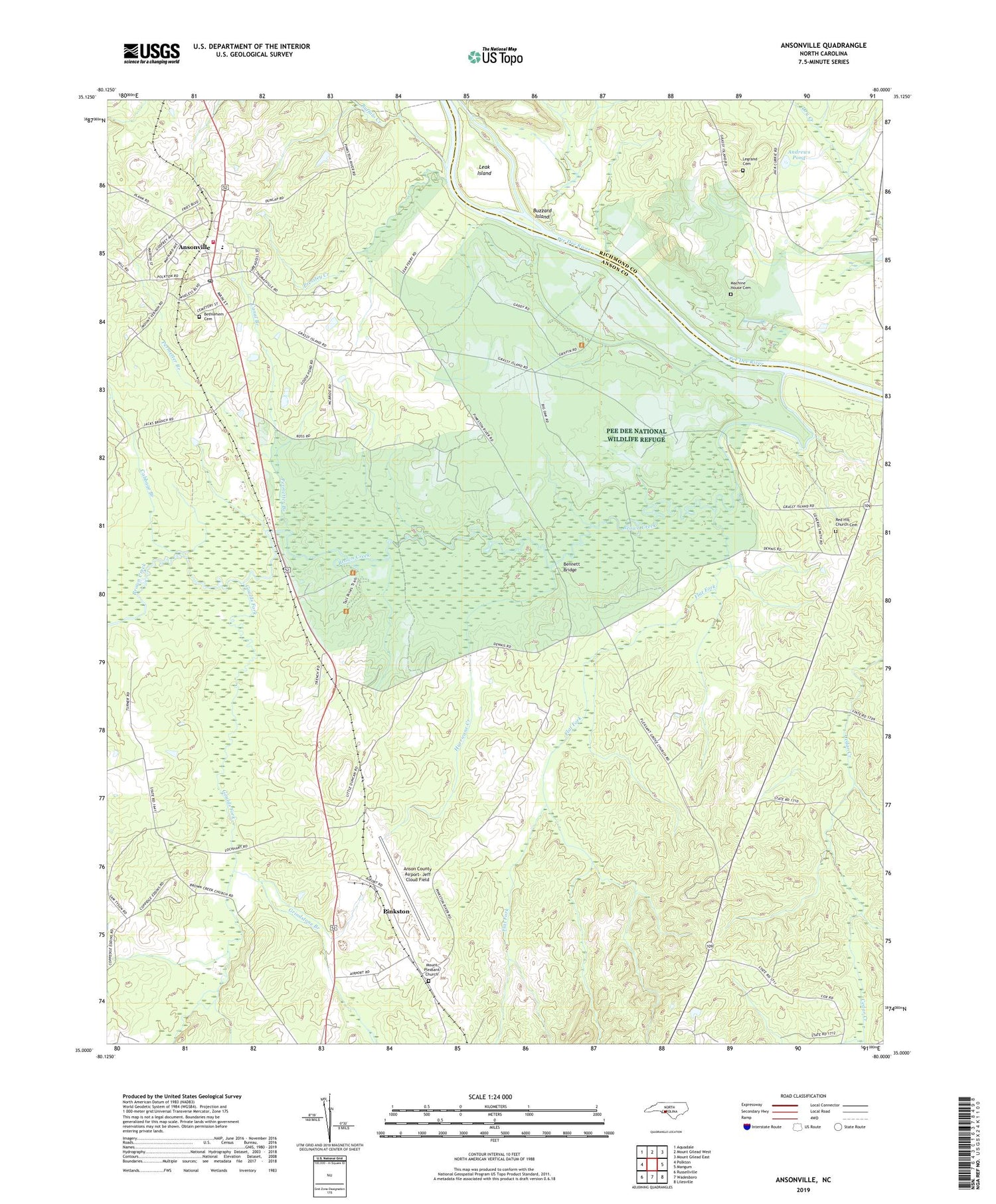 Ansonville North Carolina US Topo Map Image