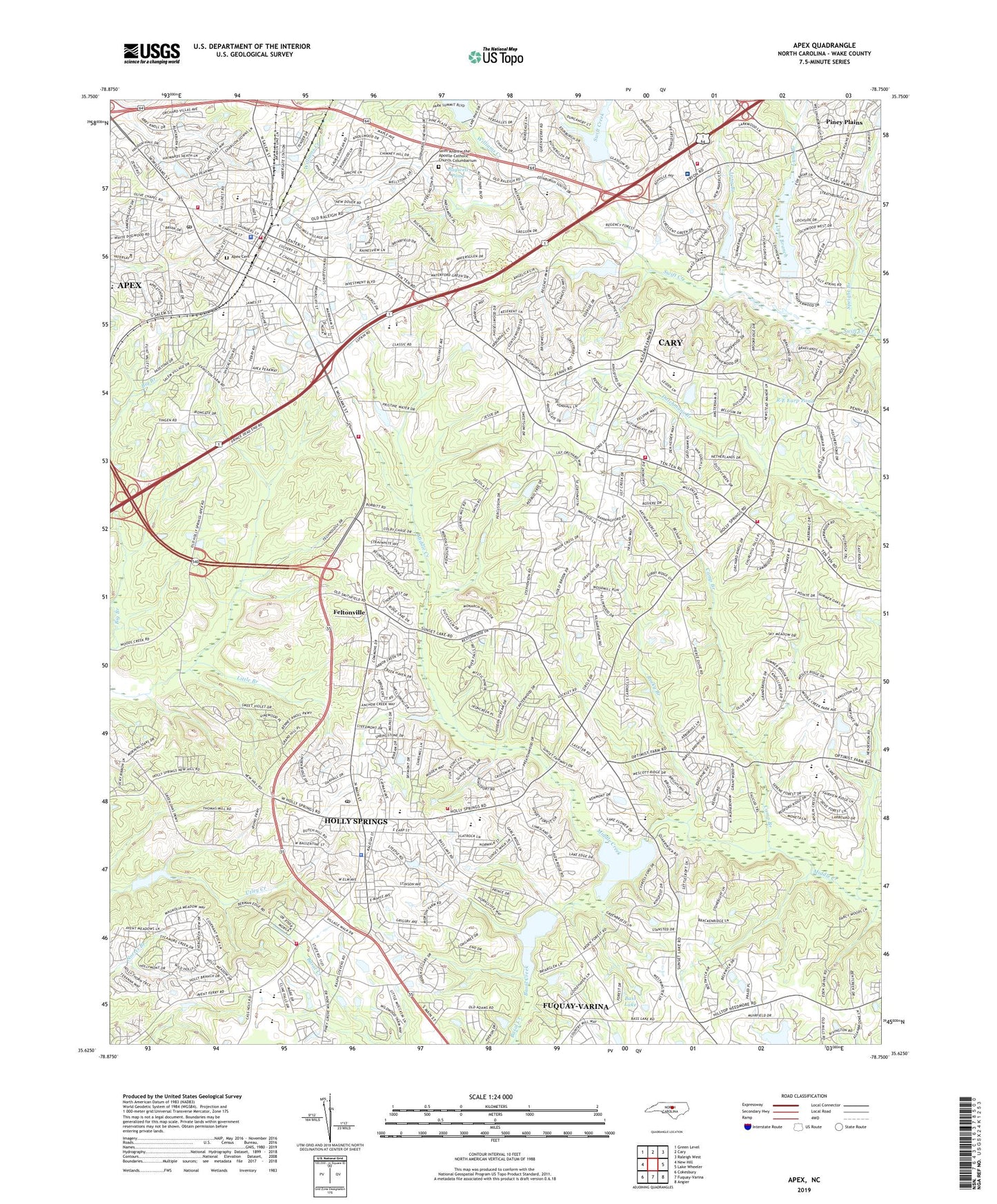 Apex North Carolina US Topo Map Image