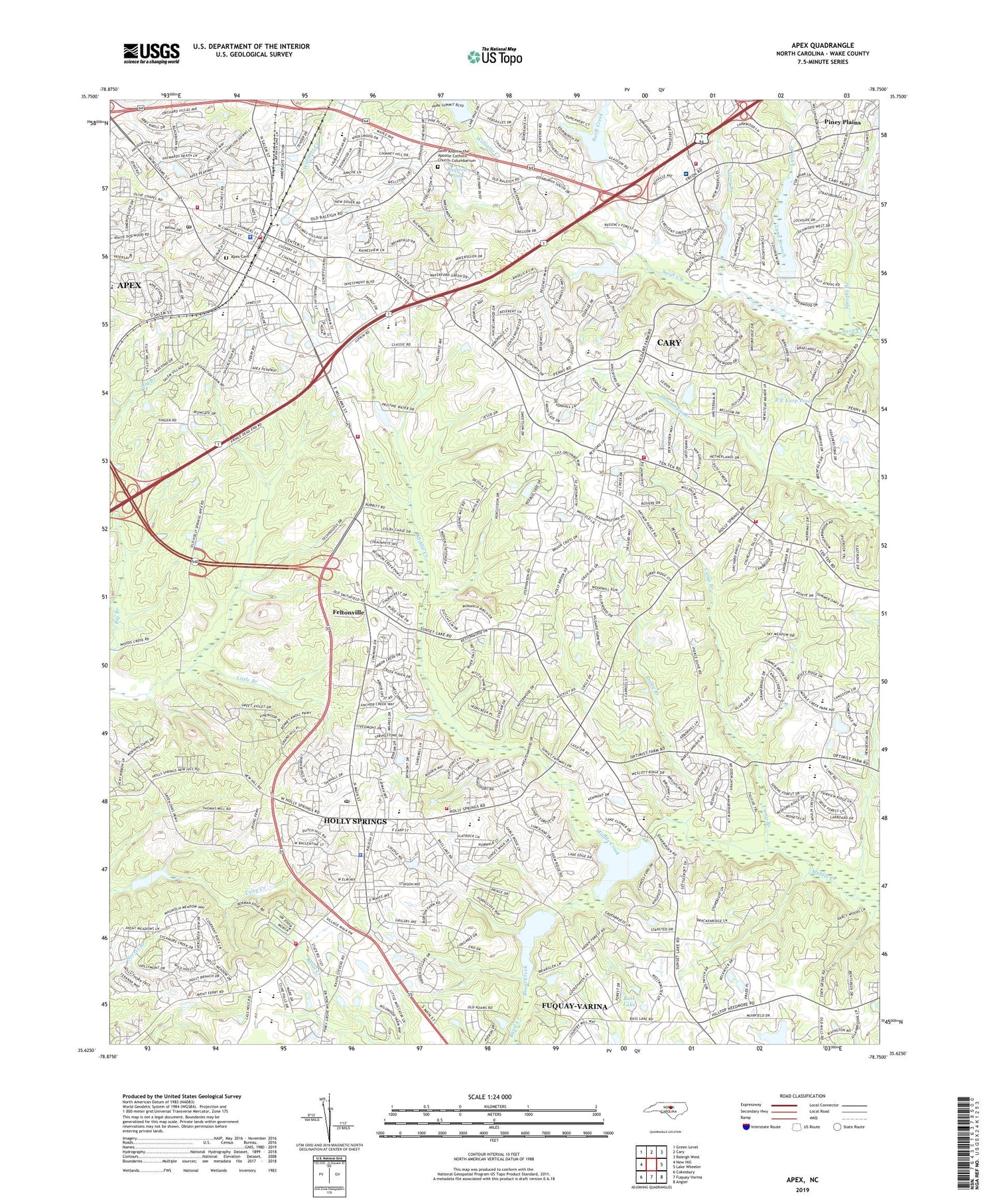 Apex North Carolina US Topo Map Image