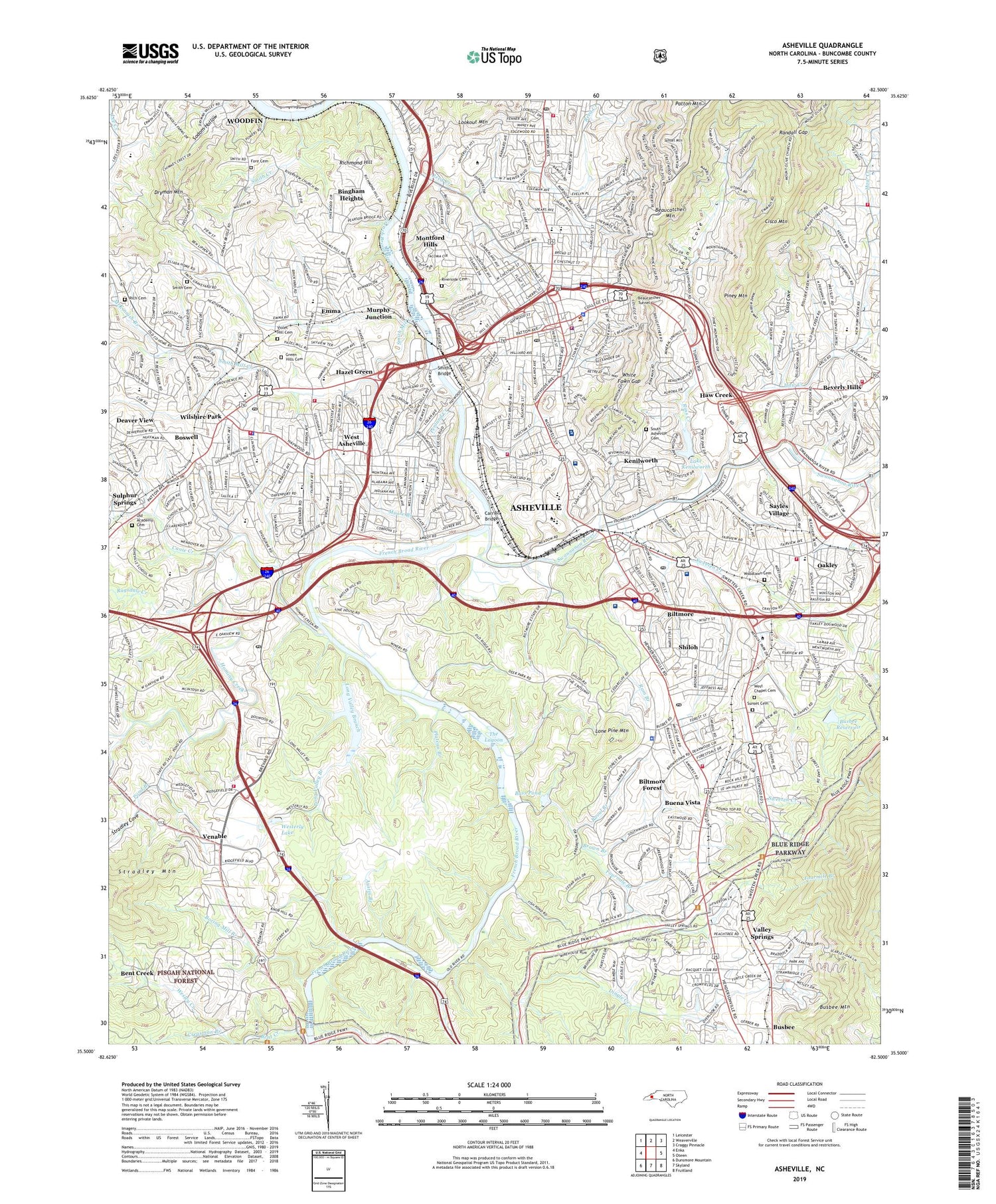 Asheville North Carolina US Topo Map Image