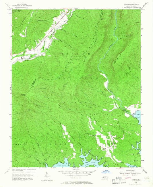USGS Classic Ashford North Carolina 7.5'x7.5' Topo Map Image