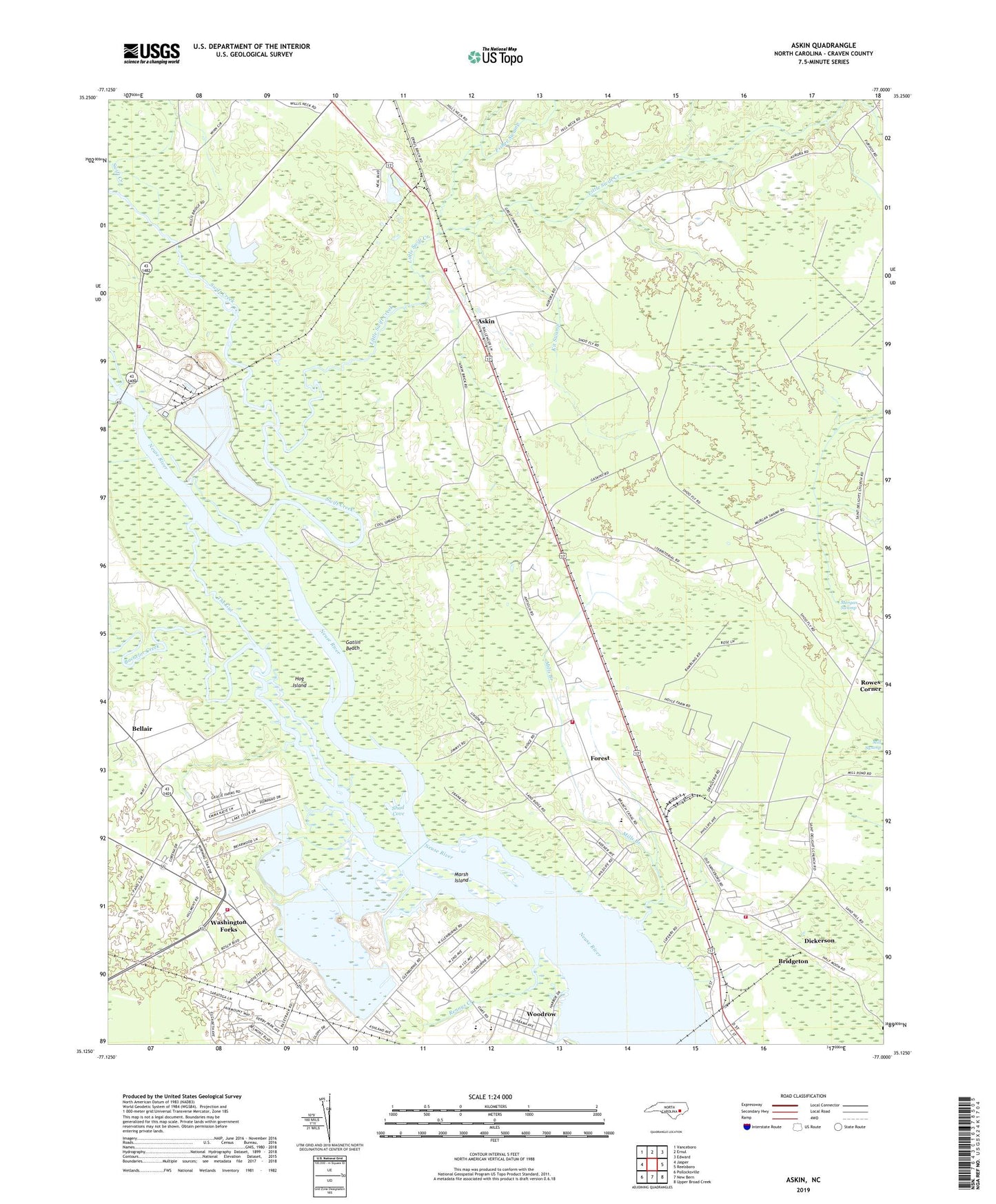 Askin North Carolina US Topo Map Image