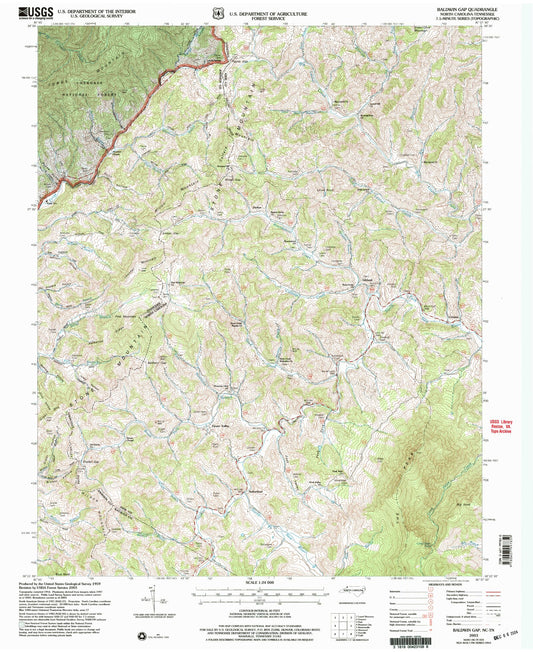 Classic USGS Baldwin Gap North Carolina 7.5'x7.5' Topo Map Image