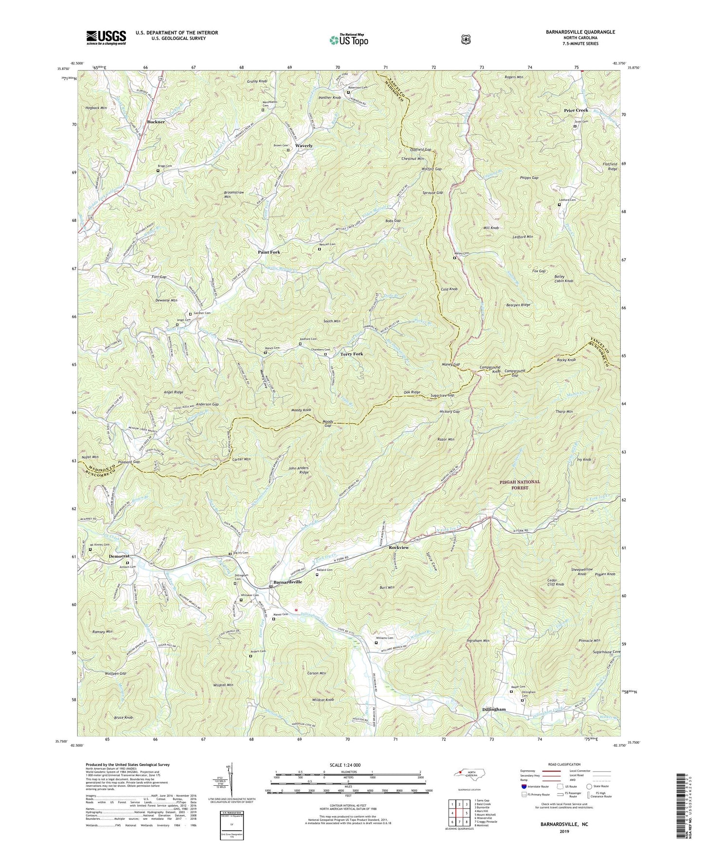 Barnardsville North Carolina US Topo Map Image