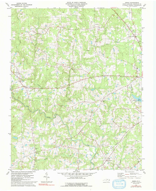 Classic USGS Berea North Carolina 7.5'x7.5' Topo Map Image
