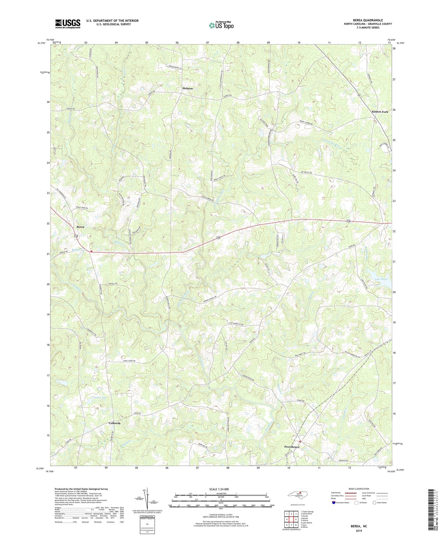Berea North Carolina US Topo Map Image