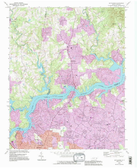 Classic USGS Bethlehem North Carolina 7.5'x7.5' Topo Map Image