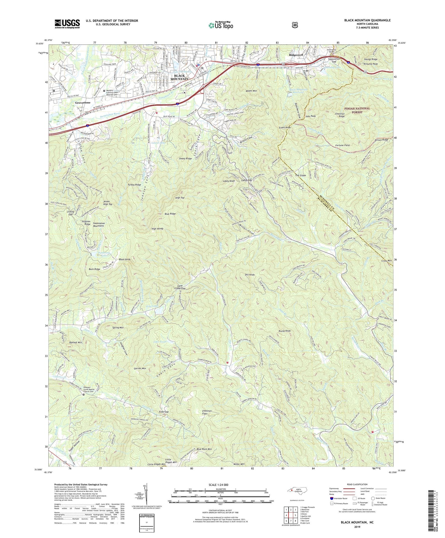 Black Mountain North Carolina US Topo Map Image