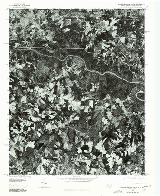 Classic USGS Boiling Springs South North Carolina 7.5'x7.5' Topo Map Image