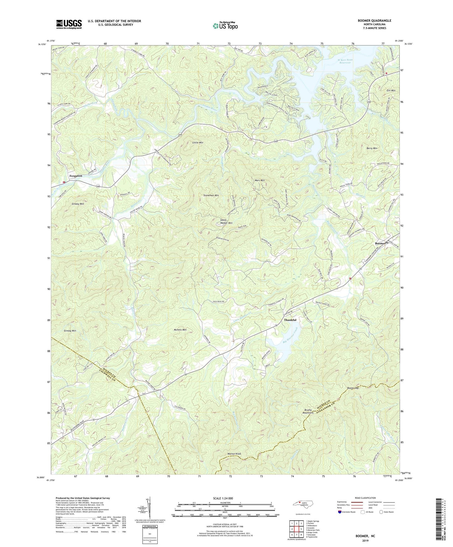 Boomer North Carolina US Topo Map Image