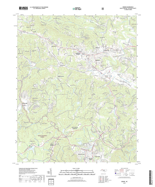 Boone North Carolina US Topo Map Image