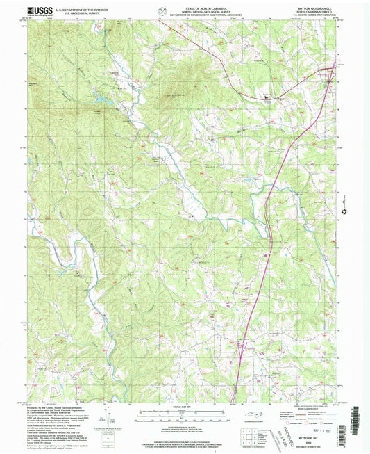 Classic USGS Bottom North Carolina 7.5'x7.5' Topo Map Image