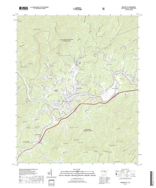 Bryson City North Carolina US Topo Map Image