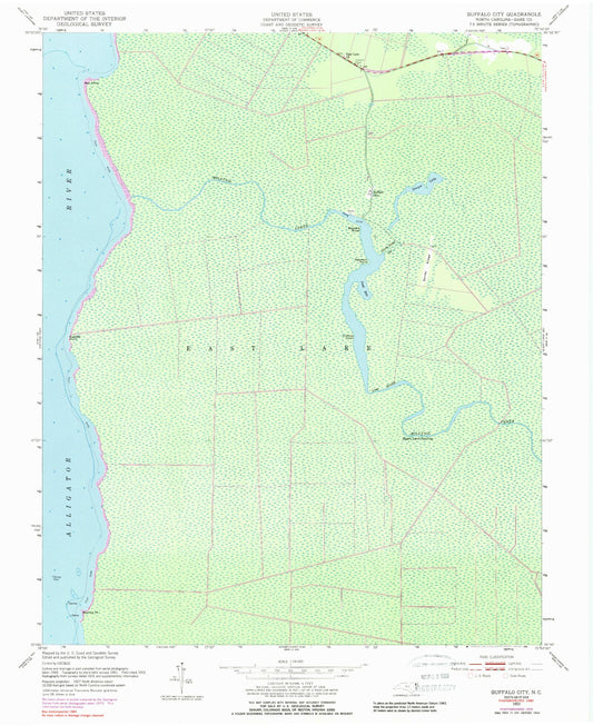 Classic USGS Buffalo City North Carolina 7.5'x7.5' Topo Map Image