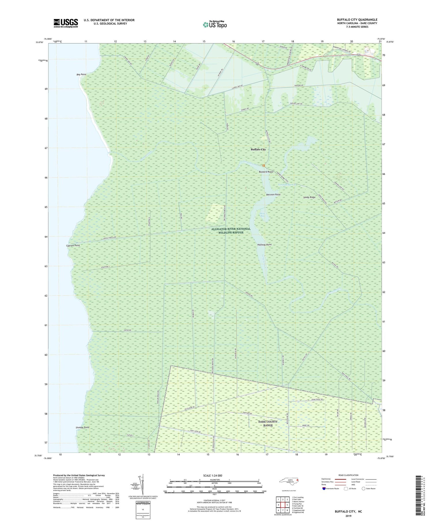 Buffalo City North Carolina US Topo Map Image