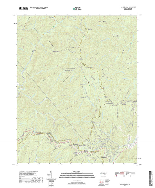 Bunches Bald North Carolina US Topo Map Image
