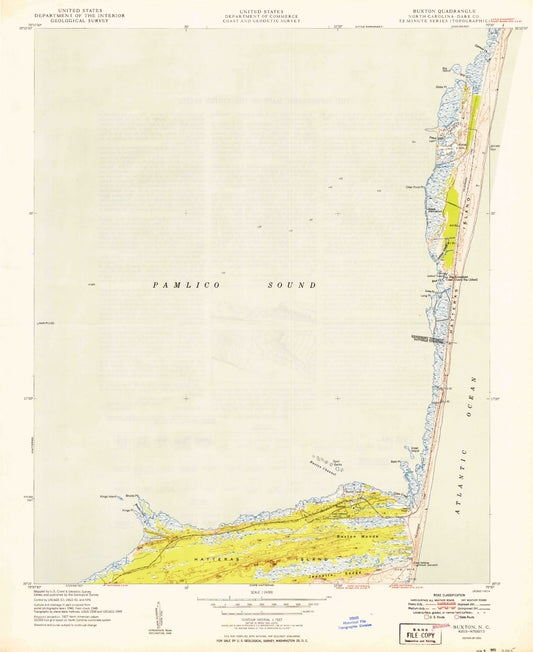 Classic USGS Buxton North Carolina 7.5'x7.5' Topo Map Image
