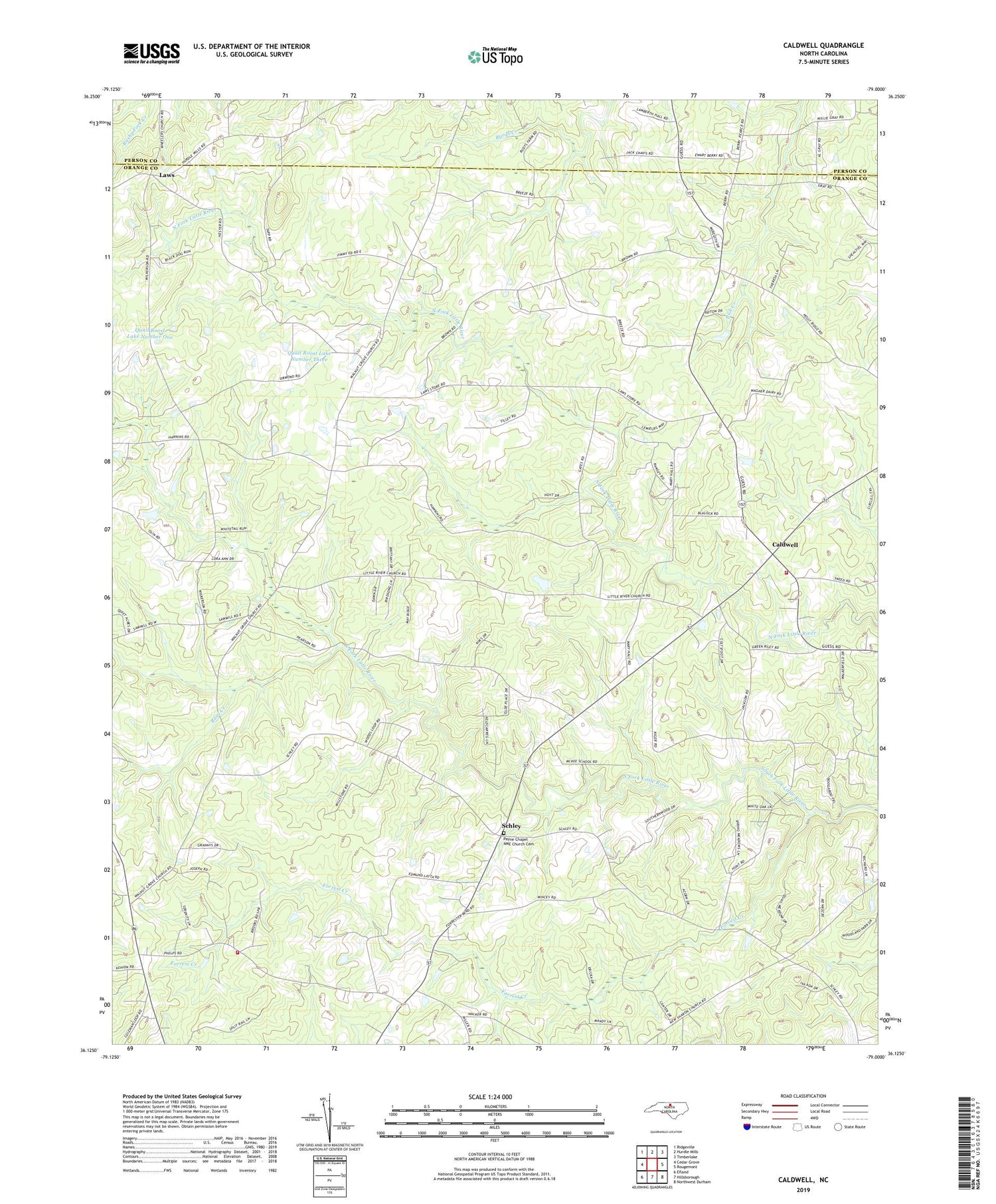Caldwell North Carolina US Topo Map Image