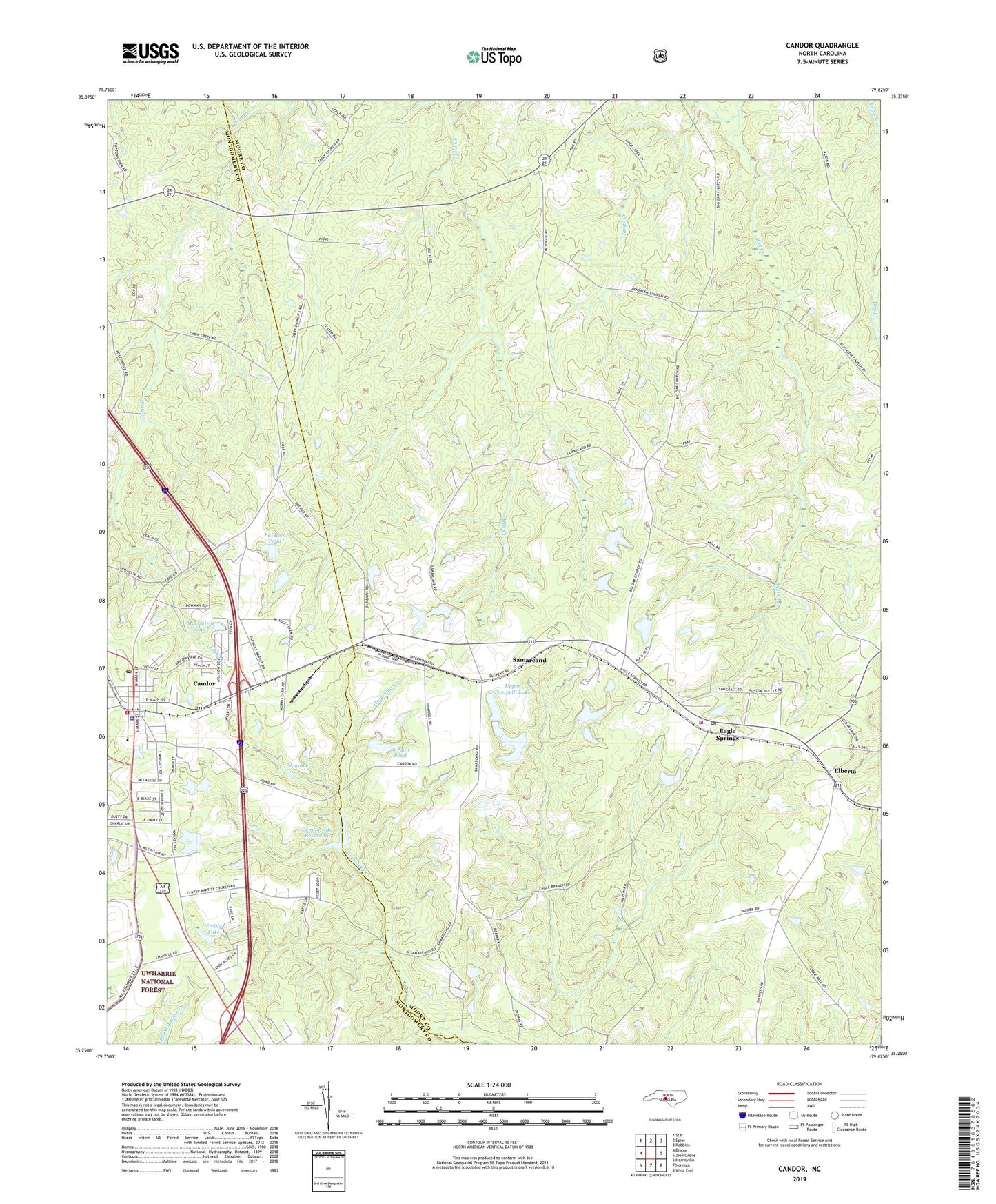 Candor North Carolina US Topo Map Image