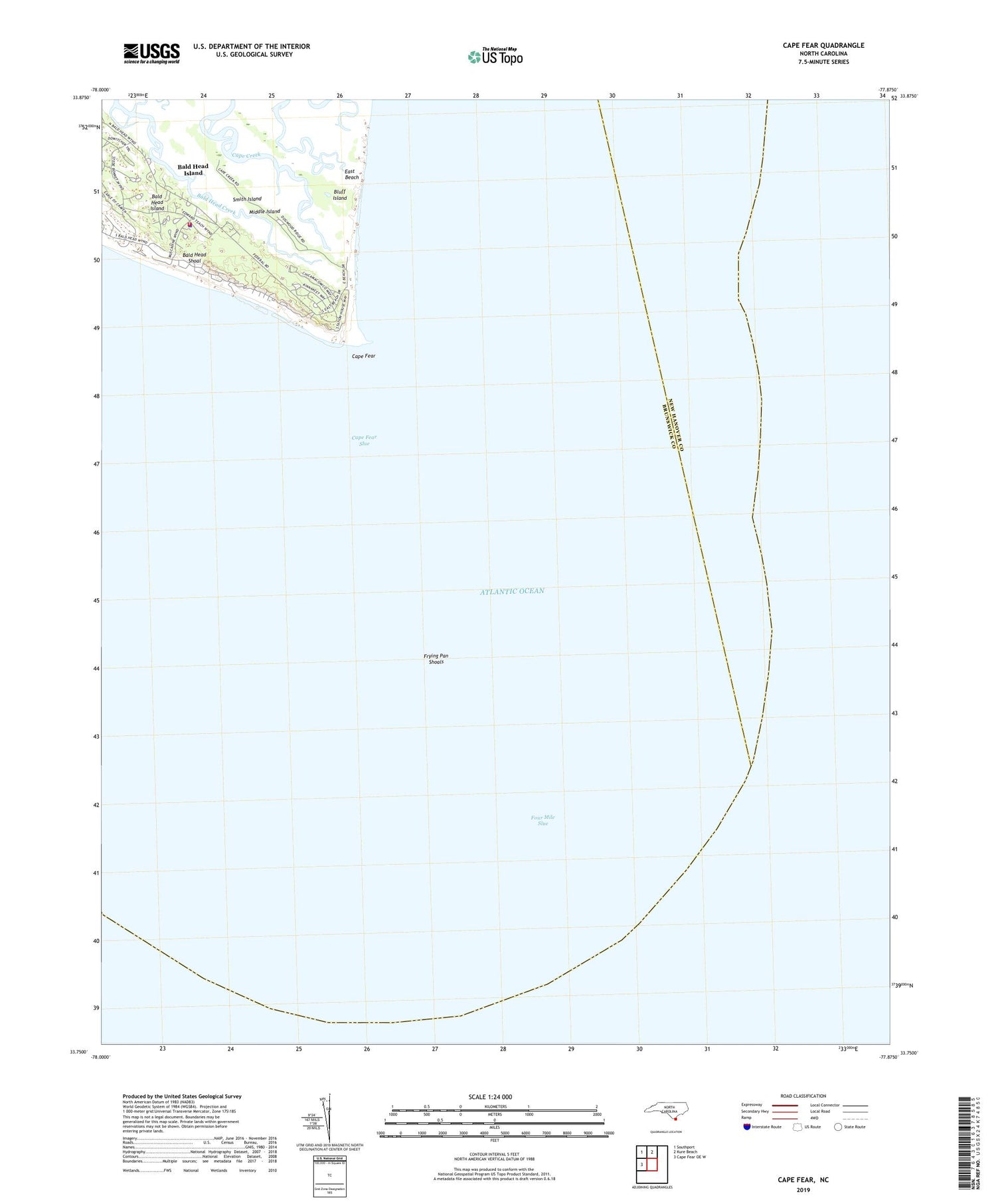 Cape Fear North Carolina US Topo Map Image