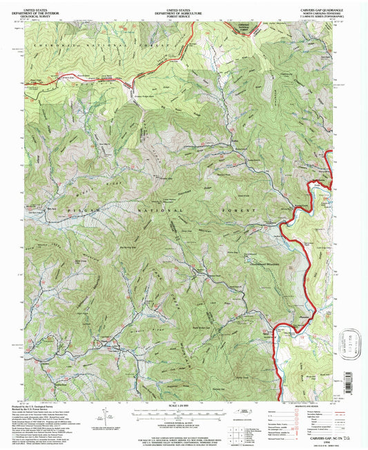 Classic USGS Carvers Gap North Carolina 7.5'x7.5' Topo Map Image